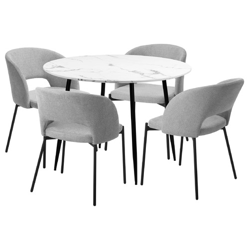 4 Seater Grey Wilson Dining Table & Chair Set