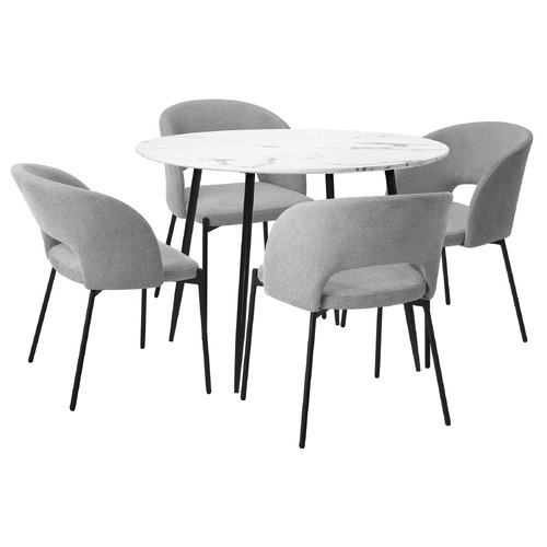 4 Seater Grey Wilson Dining Table & Chair Set