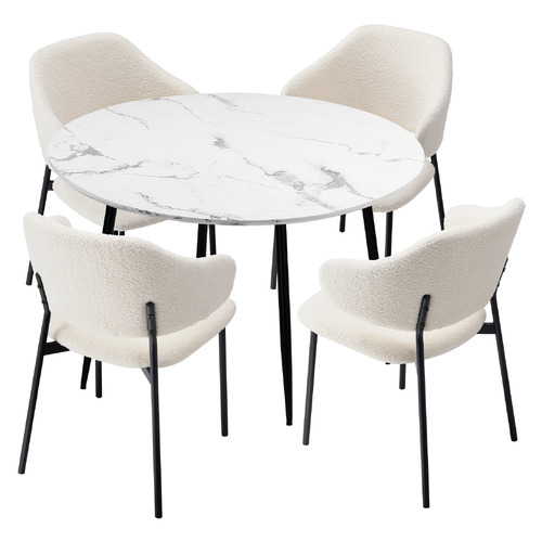 4 Seater White Tyler Dining Table & Chair Set