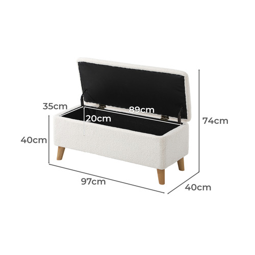 Robin Eucalyptus Wood Storage Ottoman Bench