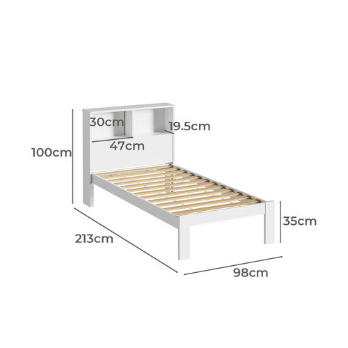 Isabelle Pine Wood Single Bed with Shelves