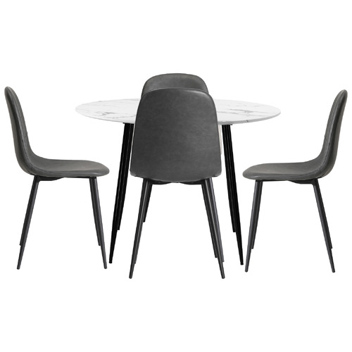 4 Seater Mohsin Faux Leather Dining Table & Chair Set