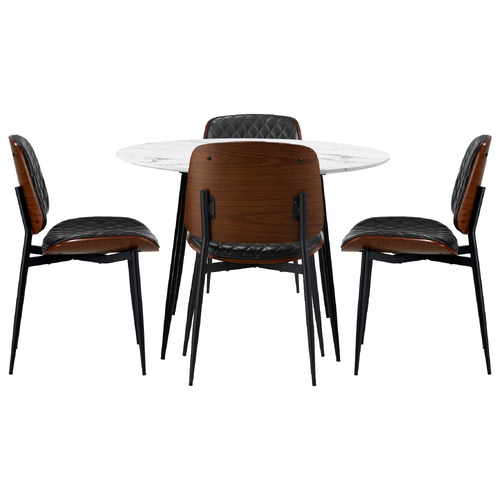 4 Seater Niall Faux Leather Dining Table & Chair Set