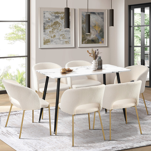 White Deacon Dining Table & Chair Set | Temple & Webster