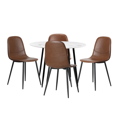 4 Seater Mohsin Faux Leather Dining Table & Chair Set