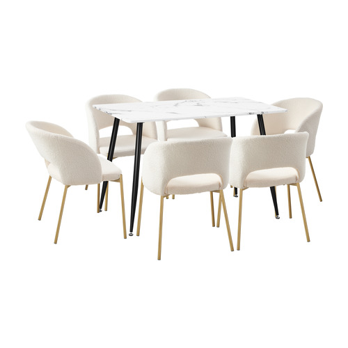 White Deacon Dining Table & Chair Set | Temple & Webster