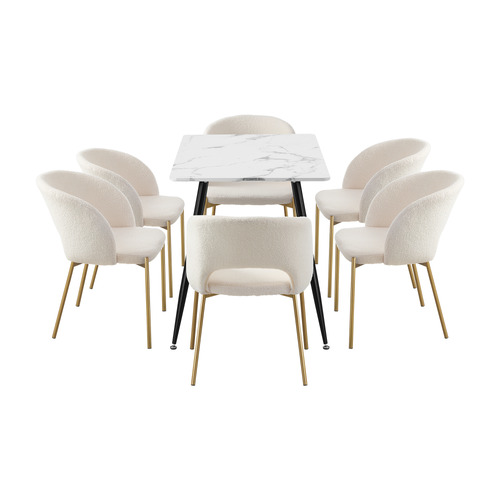 White Deacon Dining Table & Chair Set | Temple & Webster