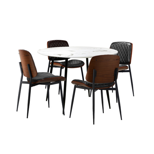 4 Seater Niall Faux Leather Dining Table & Chair Set