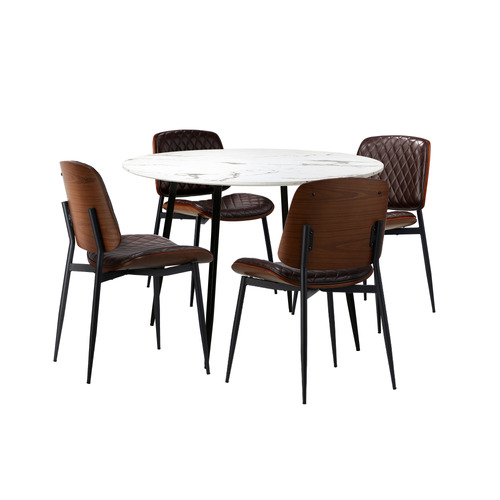 4 Seater Niall Faux Leather Dining Table & Chair Set