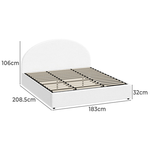 White Seraphine Boucle Gas Lift Storage Bed