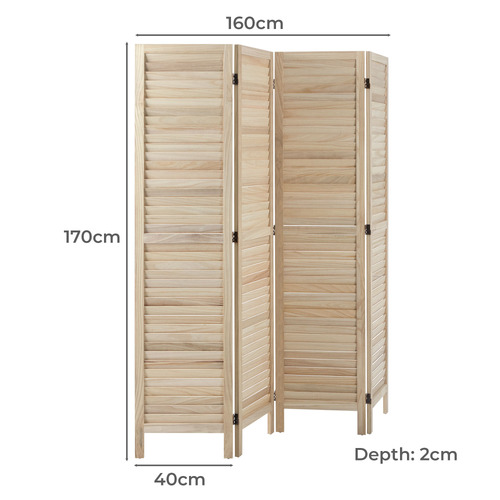 4 Panel Kryvo Paulownia Wood Room Divider