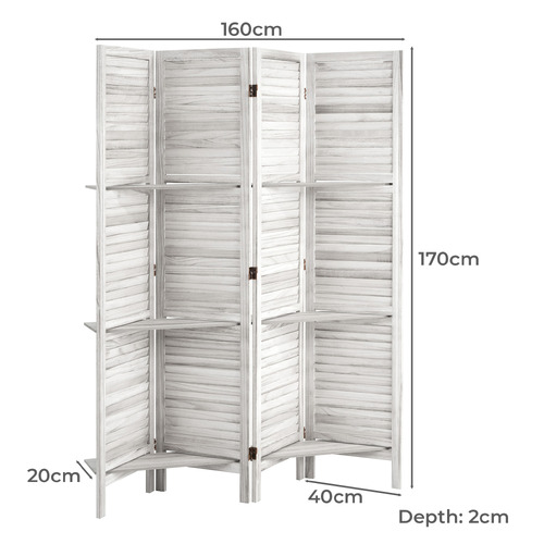4 Panel Kryvo Room Divider with Shelves