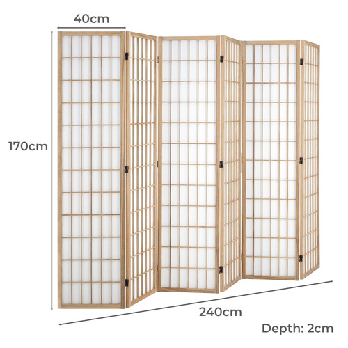 6 Panel Elpeda Paulownia Wood Room Divider
