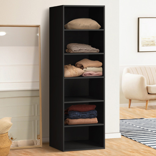 Black Cassandra 6 Shelf Wardrobe