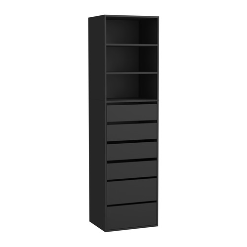Black Cassandra 6 Drawer 3 Shelf Wardrobe