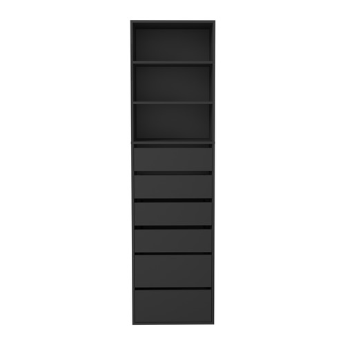 Black Cassandra 6 Drawer 3 Shelf Wardrobe