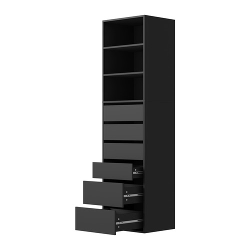 LivingFusion Black Cassandra 6 Drawer 3 Shelf Wardrobe | Temple & Webster