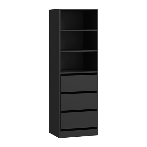 Livingfusion Black Cassandra 3 Shelf 3 Drawer Wardrobe 