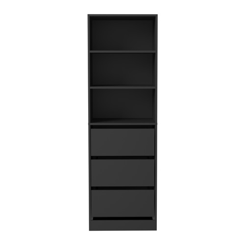 LivingFusion Black Cassandra 3 Shelf 3 Drawer Wardrobe | Temple & Webster