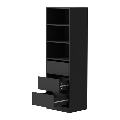 LivingFusion Black Cassandra 3 Shelf 3 Drawer Wardrobe | Temple & Webster