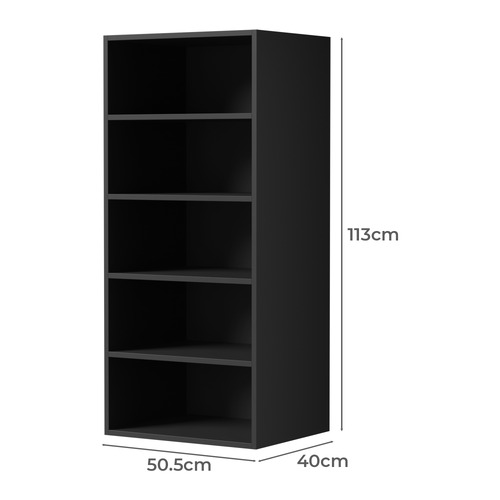 Black Cassandra 5 Shelf Wardrobe