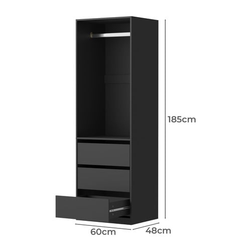 Black Cassandra 3 Drawer Wardrobe