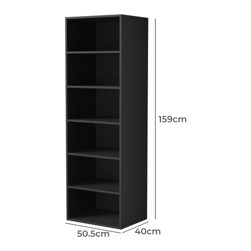 Black Cassandra 6 Shelf Wardrobe