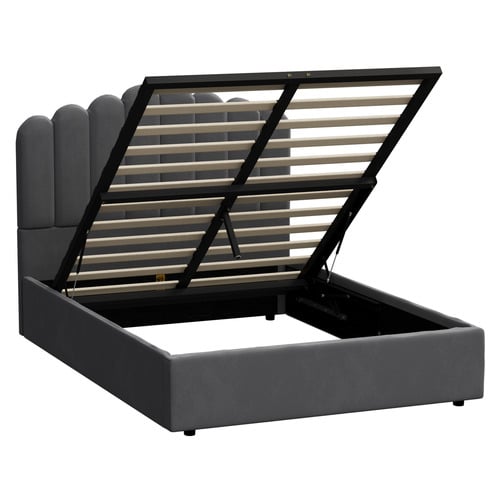 Grey Claire Velvet Gas Lift Bed Frame