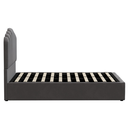 Grey Claire Velvet Gas Lift Bed Frame