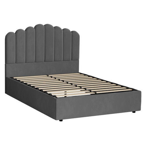 Grey Claire Velvet Gas Lift Bed Frame
