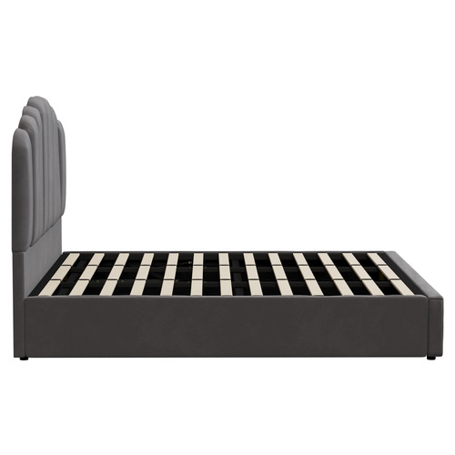 Grey Claire Velvet Gas Lift Bed Frame