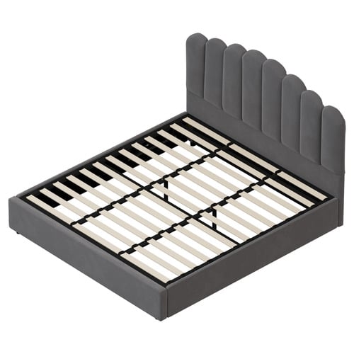 Grey Claire Velvet Gas Lift Bed Frame