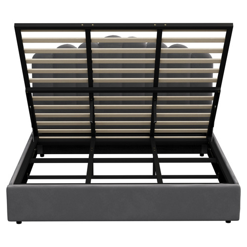 Grey Claire Velvet Gas Lift Bed Frame
