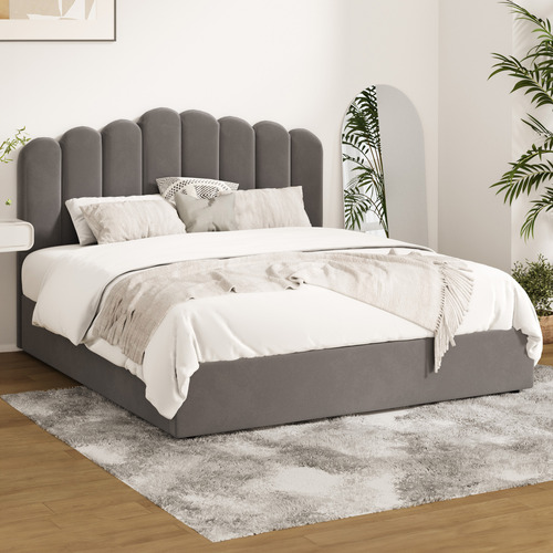 Grey Claire Velvet Gas Lift Bed Frame