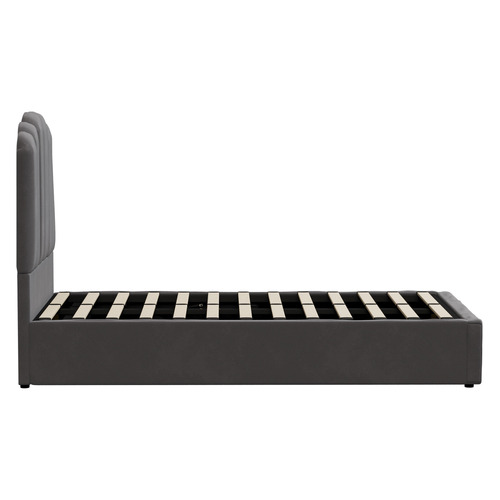 Grey Claire Velvet Gas Lift Bed Frame