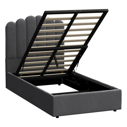 Grey Claire Velvet Gas Lift Bed Frame