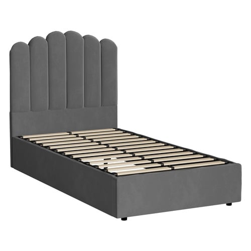 Grey Claire Velvet Gas Lift Bed Frame