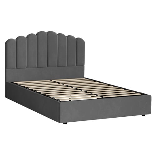 Grey Claire Velvet Gas Lift Bed Frame