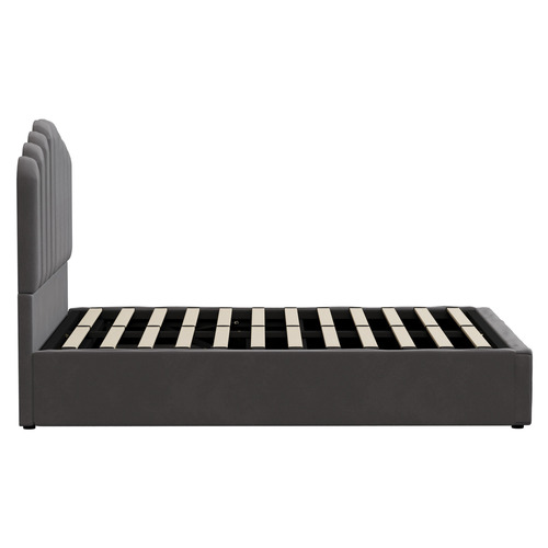 Grey Claire Velvet Gas Lift Bed Frame