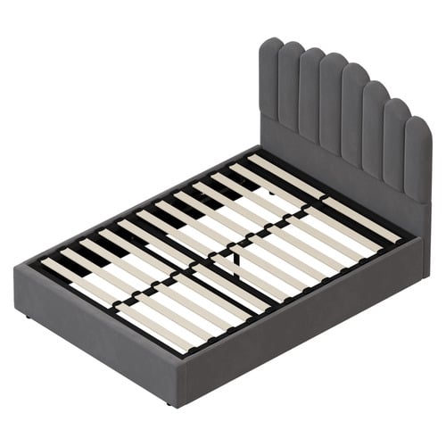 Grey Claire Velvet Gas Lift Bed Frame