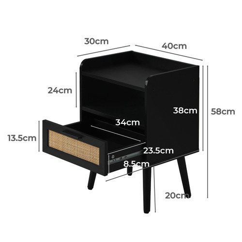 Black Reo Bedside Table