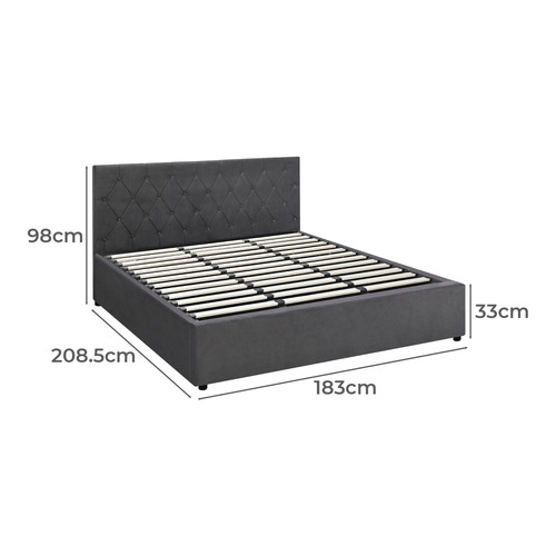 Kenzo Velvet Gas Lift Storage Bed