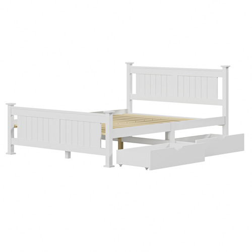 Livingfusion Clara Pine Wood Bed Frame With Storage 