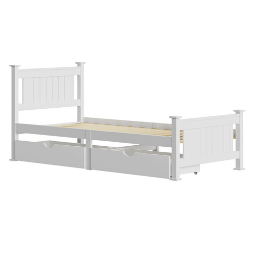 LivingFusion Clara Pine Wood Bed Frame with Storage | Temple & Webster