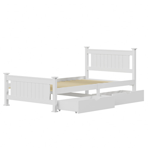 LivingFusion Clara Pine Wood Bed Frame with Storage | Temple & Webster