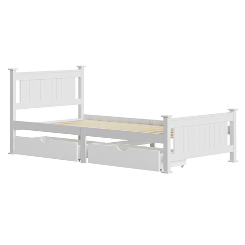 LivingFusion Clara Pine Wood Bed Frame with Storage | Temple & Webster