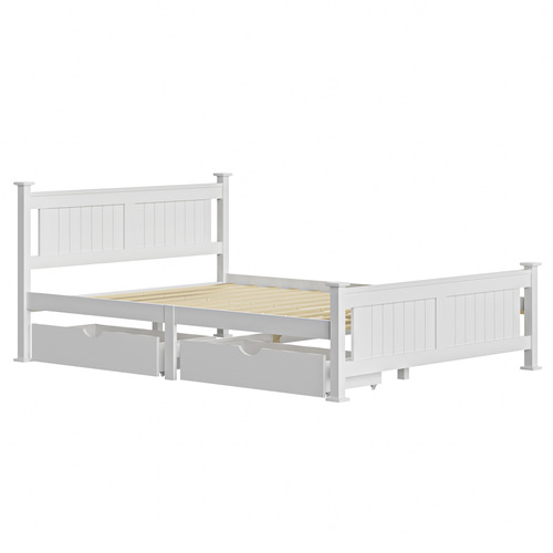 LivingFusion Clara Pine Wood Bed Frame with Storage | Temple & Webster