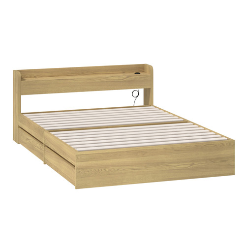 Natural Cassandra Bed with USB Port & Drawers