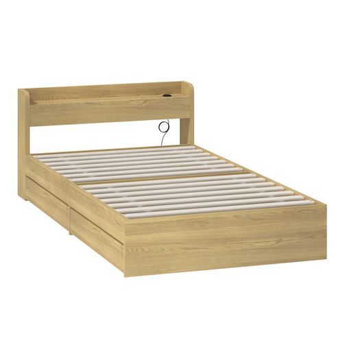 Natural Cassandra Bed with USB Port & Drawers