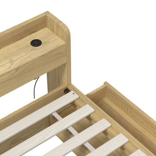 Natural Cassandra Bed with USB Port & Drawers